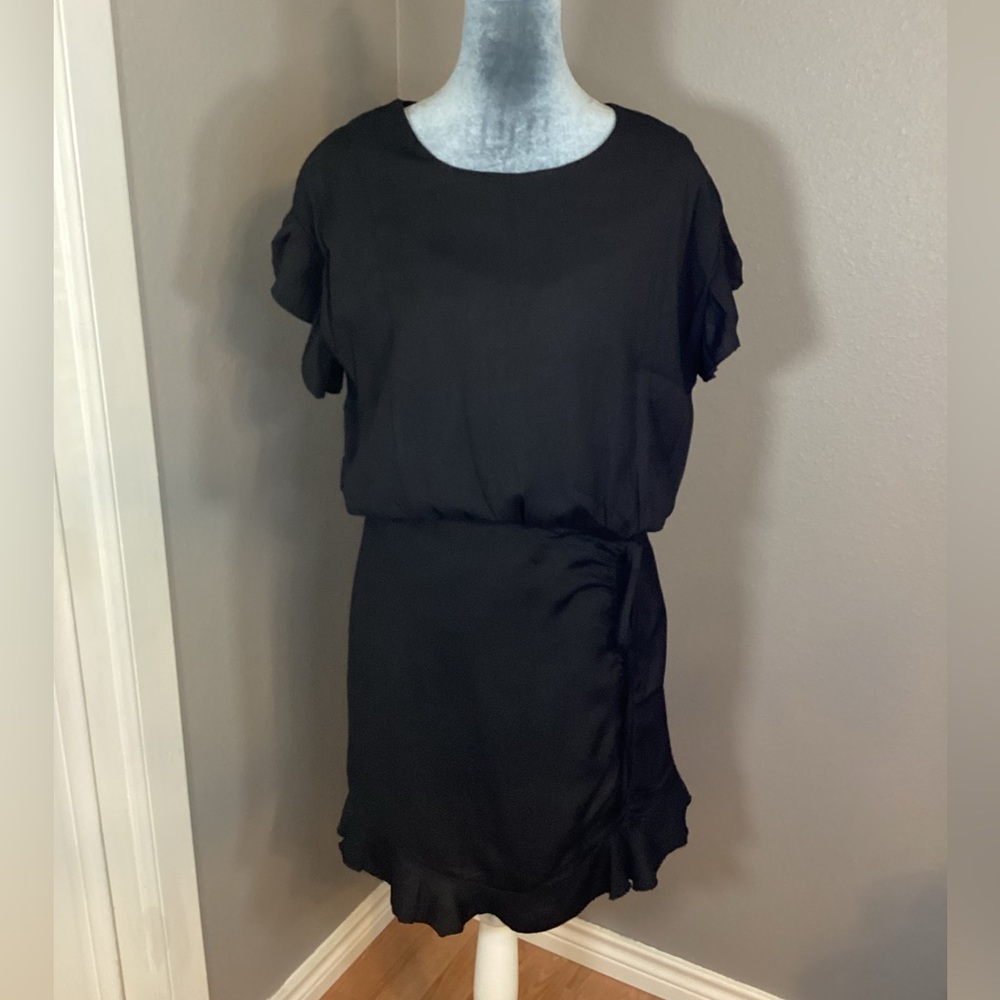 The Impeccable Pig Black Dress Side Ruch Skirt Size L